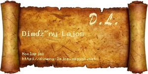 Dimény Lajos névjegykártya